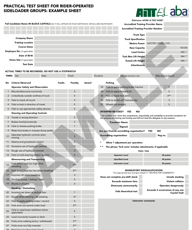 Counterbalance FLT & Reach Truck (Pre-printed test paper) image